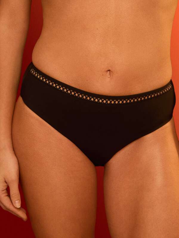 Noir Bas de maillot de bain culotte échancrée - Mahina 1