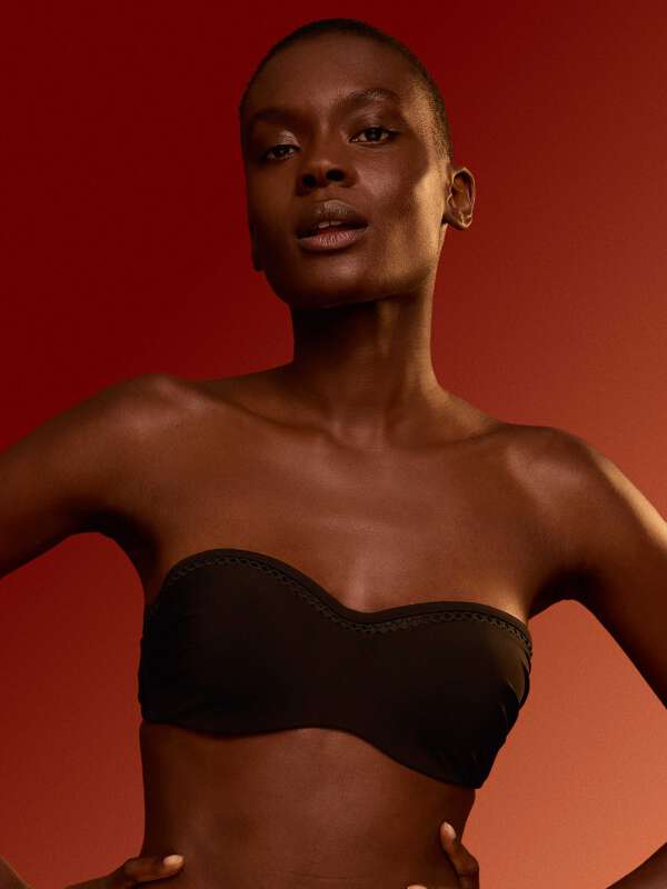 Noir Haut de maillot de bain bandeau avec armature - Mahina 1