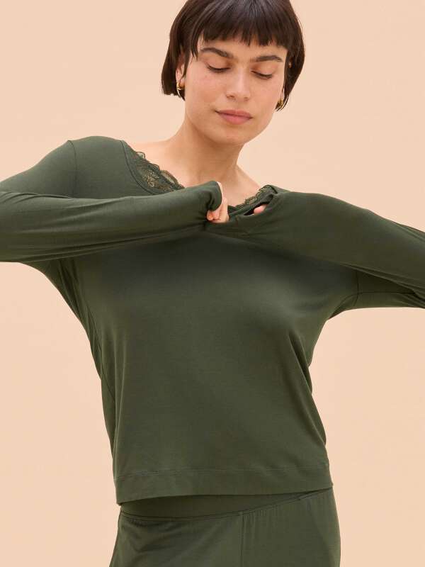 Vert Haut de pyjama - Fleur 1