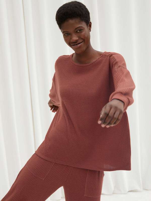 Rouge T-shirt de pyjama à manches longues - Esma 1