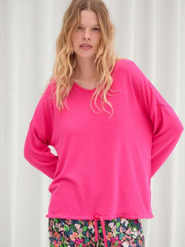 Rose T-shirt de pyjama à manches longues - Miyako 1