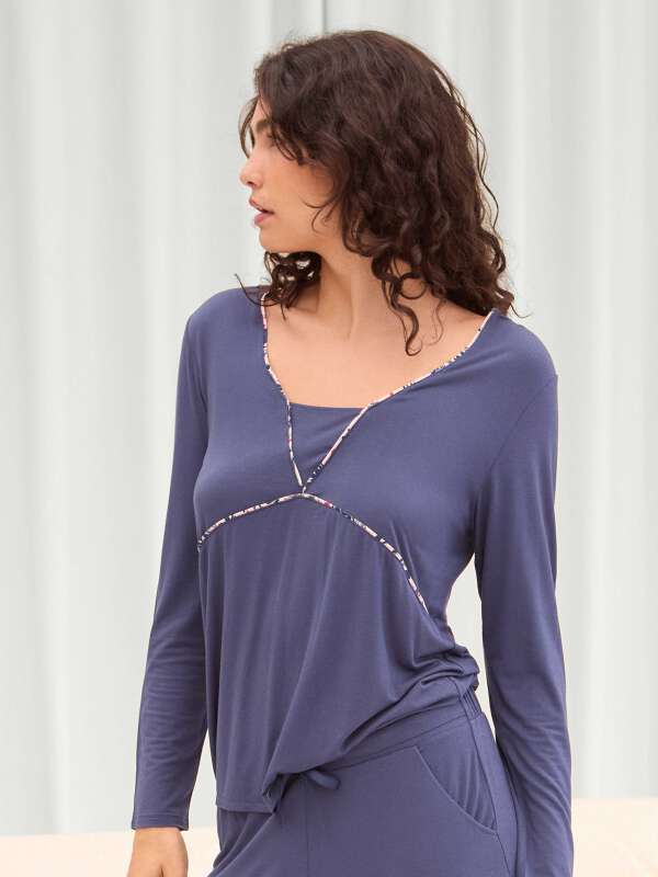Bleu T-shirt de pyjama à manches longues - Senkaku 1